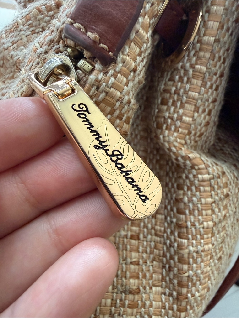Tommy Bahama Woven Drawstring Backpack – Neutral Tan | Good Used Condition - Picture 7 of 16
